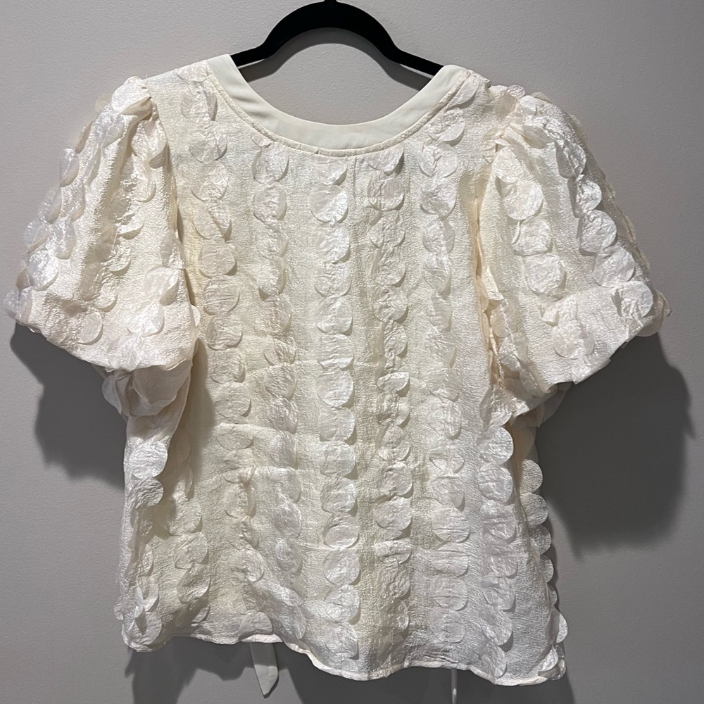 Chic Cream Textured Women's Blouse
